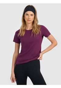 4f - 4F T-shirt regular gładki damski - fioletowy XS. Okazja: na co dzień. Kolor: fioletowy. Materiał: jersey, bawełna, dzianina. Długość rękawa: krótki rękaw. Długość: krótkie. Wzór: gładki. Sezon: lato. Styl: sportowy, klasyczny, casual #1