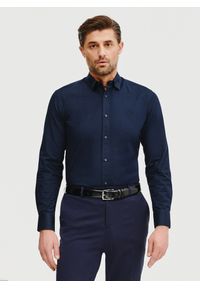 Pako Lorente - PAKO LORENTE – Casualowa koszula męska w kolorze granatowym. Okazja: na co dzień. Kolor: niebieski. Materiał: bawełna, elastan. Długość rękawa: długi rękaw. Długość: długie. Styl: casual
