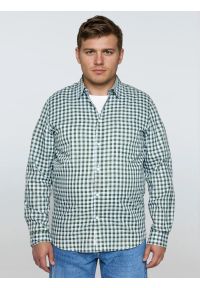 Big-Star - Koszula męska bawełniana w kratę zielono-białą Frankinis 303. Kolor: zielony. Materiał: bawełna. Wzór: kratka, ze splotem. Styl: elegancki #9