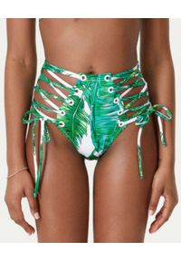 NOIRE SWIMWEAR - Dół od bikini z ozdobnymi wiązaniami Jungle. Stan: podwyższony. Kolor: zielony. Materiał: tkanina #6