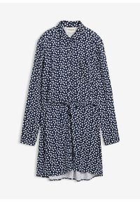 bonprix - Sukienka szmizjerka z lejącej wiskozy. Kolor: niebieski. Materiał: wiskoza. Długość rękawa: długi rękaw. Typ sukienki: szmizjerki #1