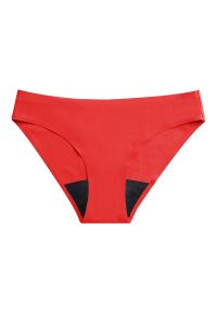 Intica - Figi menstruacyjne chłonne z oddychającego materiału Heliette. Kolor: czerwony. Materiał: materiał. Wzór: gładki