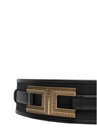 Elisabetta Franchi Pasek Damski CT-52S-57E2-V200 Czarny. Kolor: czarny. Materiał: skóra