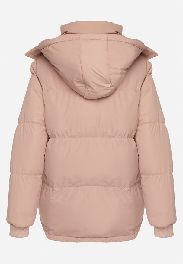 Born2be - Różowa Pudełkowa Kurtka Pikowana z Kapturem Anena. Typ kołnierza: kaptur. Kolor: różowy. Styl: elegancki