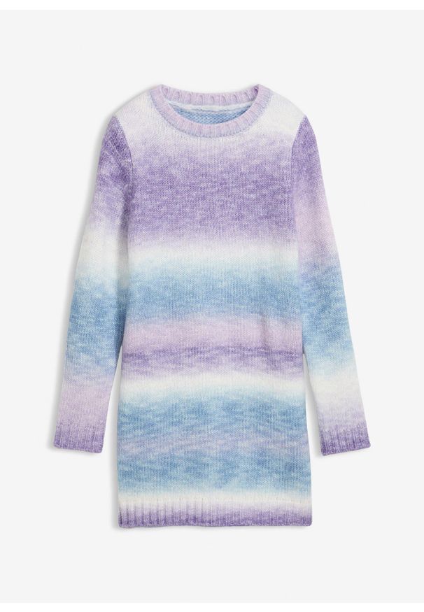 bonprix - Sukienka dzianinowa w cieniowanym kolorze. Kolor: fioletowy. Materiał: dzianina. Styl: elegancki