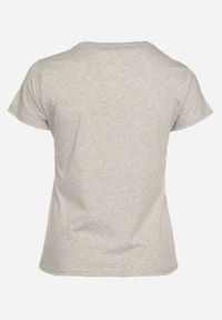 Born2be - Szary T-shirt z Krótkim Rękawem i Ozdobnym Nadrukiem Testolene. Okazja: na co dzień. Kolekcja: plus size. Kolor: szary. Materiał: jeans. Długość rękawa: krótki rękaw. Długość: krótkie. Wzór: nadruk. Styl: casual, klasyczny, wizytowy #2