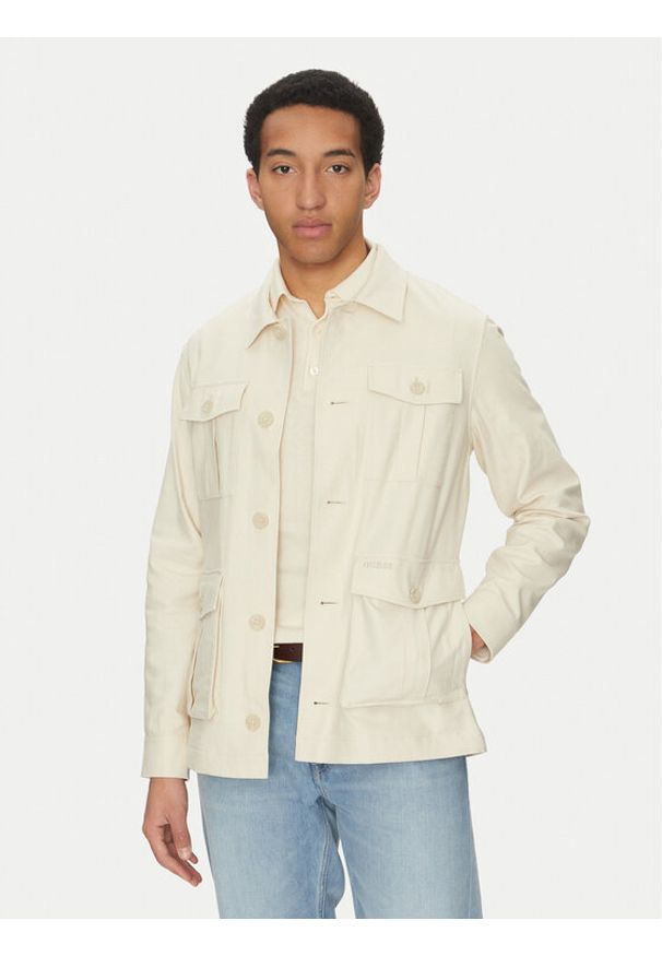 Guess Kurtka przejściowa M5GL31 WH791 Beżowy Regular Fit. Kolor: beżowy. Materiał: bawełna, wiskoza