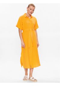 Vero Moda Sukienka koszulowa Natali 10283129 Żółty Regular Fit. Kolor: żółty. Materiał: bawełna. Typ sukienki: koszulowe #1