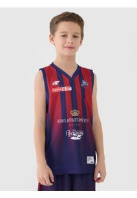 4f - 4F Koszulka meczowa replika wyjazdowa z sezonu 2024/25 dziecięca 4F x PLK - KING Szczecin - multikolor 98/104. Typ kołnierza: dekolt w serek. Kolor: wielokolorowy. Materiał: dzianina, włókno, materiał, syntetyk. Wzór: gładki, nadruk, ze splotem. Sezon: lato. Sport: koszykówka, fitness