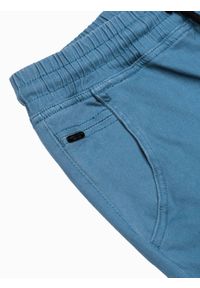 Ombre Clothing - Spodnie męskie joggery P885 - niebieskie - XXL. Kolor: niebieski. Materiał: bawełna, elastan. Styl: klasyczny