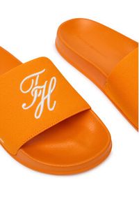 TOMMY HILFIGER - Tommy Hilfiger Klapki Logo Embroidery CanvasFM0FM05858 Pomarańczowy. Kolor: pomarańczowy. Materiał: materiał #3