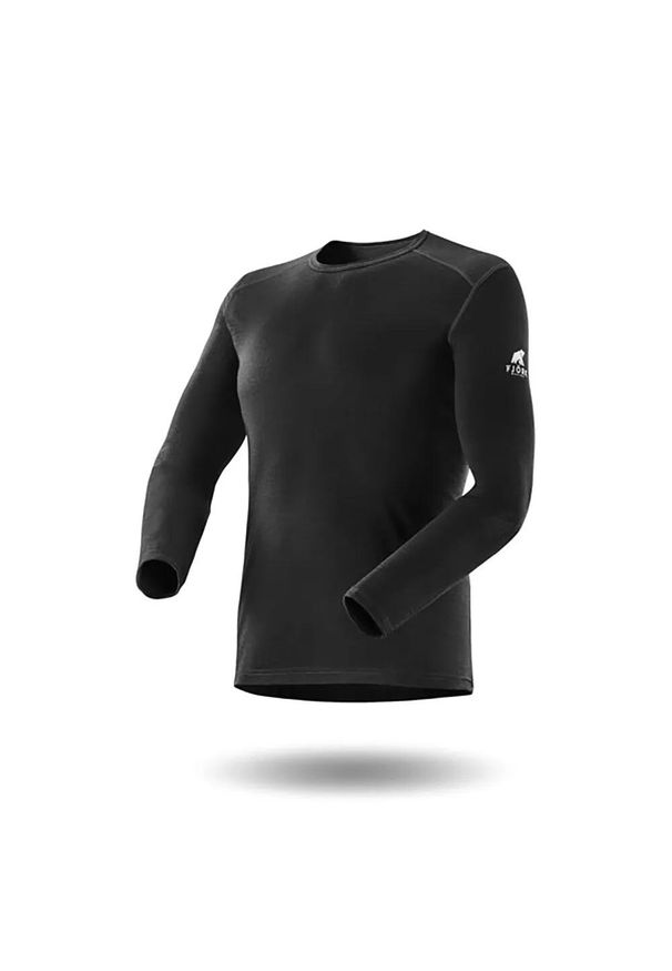 FJORK MERINO - Męska koszulka z długim rękawem z wełny merynosów - Finn 140. Kolor: czarny. Materiał: elastan, wełna. Długość rękawa: długi rękaw. Długość: długie