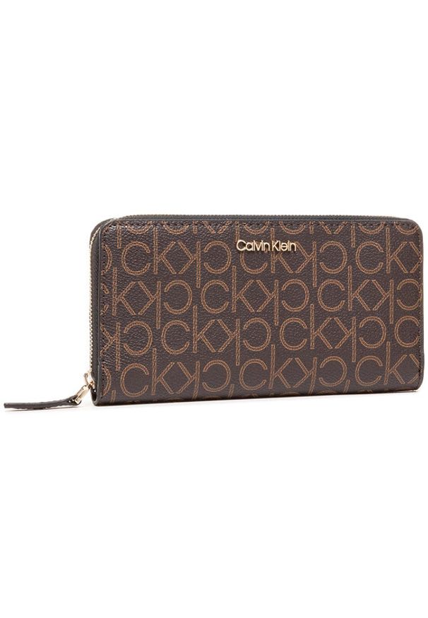 Calvin Klein Duży Portfel Damski Z/A Wallet Lg K60K607451 Brązowy. Kolor: brązowy. Materiał: skóra