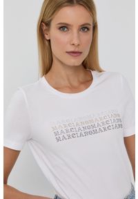 Marciano Guess - T-shirt. Kolor: biały. Materiał: dzianina. Wzór: aplikacja