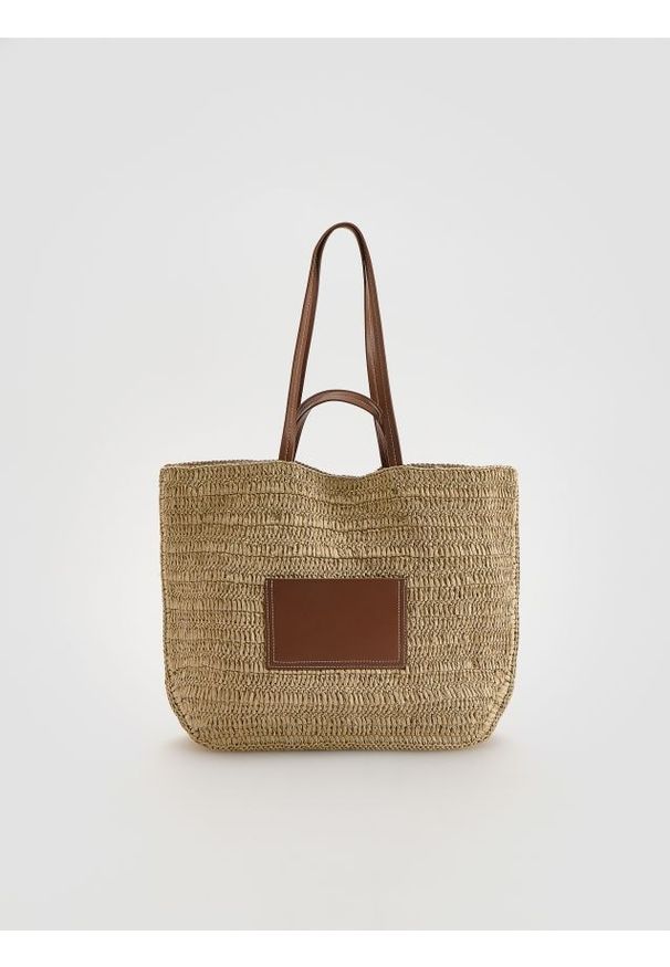 Reserved - Pleciona torebka shopper - brązowy. Kolor: brązowy