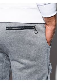 Ombre Clothing - Spodnie męskie dresowe joggery P905 - szary melanż - XXL. Kolor: szary. Materiał: dresówka. Wzór: melanż