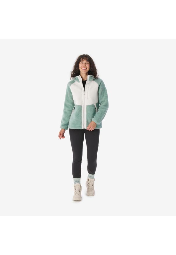 quechua - Polar turystyczny damski Quechua SH900 Warm. Kolor: biały, wielokolorowy, zielony. Materiał: poliester, materiał. Sezon: zima. Sport: turystyka piesza