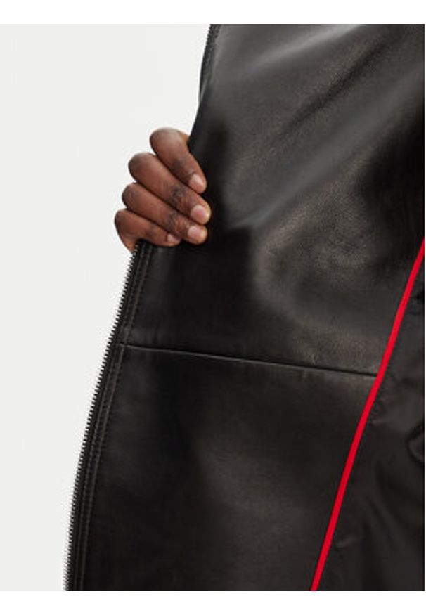 Hugo - HUGO Kurtka skórzana Laridas 50545066 Czarny Regular Fit. Kolor: czarny. Materiał: skóra