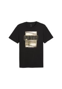 Puma - Męska koszulka z błyszczącym nadrukiem PUMA. Kolor: czarny. Wzór: nadruk. Sport: bieganie #1