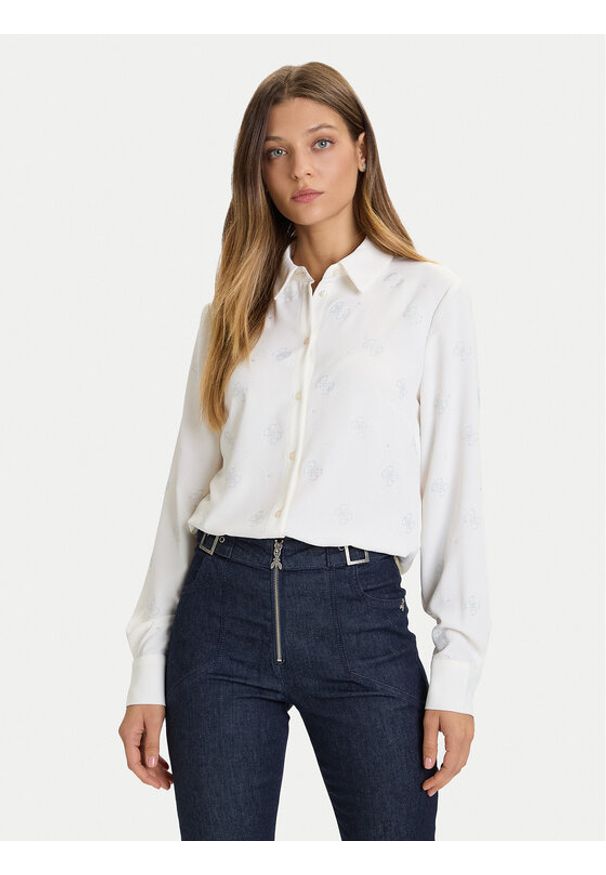 Guess Koszula W5BH80 W2982 Biały Regular Fit. Kolor: biały. Materiał: syntetyk