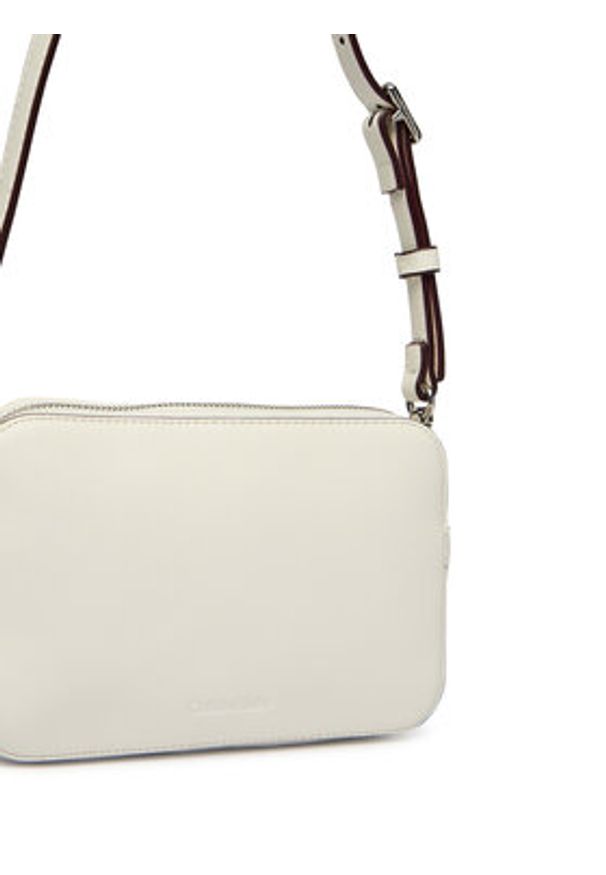 Calvin Klein Torebka Webbing Double Strap Camera Bag LV04F3165G Biały. Kolor: biały. Materiał: skórzane