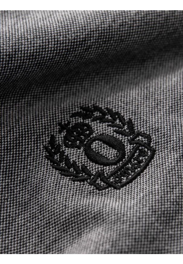 Ombre Clothing - Melanżowy męski longsleeve polo z haftem – czarny melanż V1 OM-POLS-0129 - XXL. Okazja: na co dzień. Typ kołnierza: polo. Kolor: czarny. Materiał: bawełna, dzianina. Długość rękawa: długi rękaw. Długość: długie. Wzór: melanż, haft. Styl: sportowy, klasyczny, casual