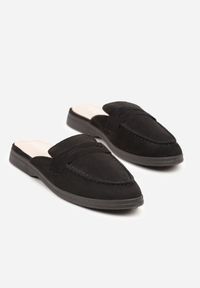 Born2be - Czarne Klapki Typu Mule z Przeszyciami Firavone. Okazja: na co dzień. Kolor: czarny. Materiał: jeans. Sezon: lato. Obcas: na obcasie. Styl: elegancki, casual. Wysokość obcasa: niski #6
