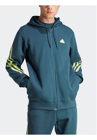 Adidas - adidas Bluza Future Icons 3-Stripes Full-Zip Hoodie IJ8878 Turkusowy Regular Fit. Kolor: turkusowy. Materiał: bawełna #3