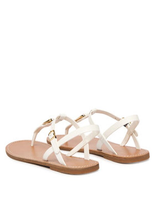 TOMMY HILFIGER - Tommy Hilfiger Sandały Leather Thong Sandal FW0FW09127 Biały. Kolor: biały. Materiał: skóra