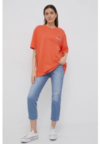 Quiksilver t-shirt bawełniany kolor pomarańczowy. Kolor: pomarańczowy. Materiał: bawełna. Wzór: nadruk #5