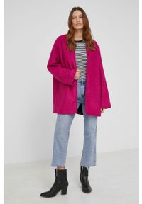 Answear Lab Płaszcz z wełną kolor różowy przejściowa. Okazja: na co dzień. Kolor: różowy. Materiał: wełna. Styl: wakacyjny #4