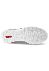 Półbuty damskie Rieker, cholewka ze skóry naturalnej gładkiej sportowa forma klasyczne sznurowanie lekka elastyczna podeszwa, białe, N42K5-80. Zapięcie: sznurówki. Kolor: biały. Materiał: skóra. Szerokość cholewki: normalna. Wzór: gładki. Styl: klasyczny, sportowy #6