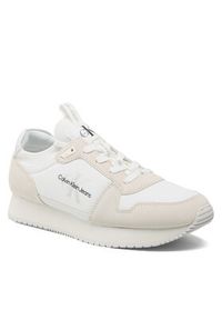 Calvin Klein Jeans Sneakersy Runner Sock Laceup Ny-Lth YM0YM00553 Biały. Kolor: biały. Materiał: materiał #6