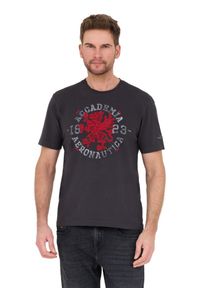 Aeronautica Militare - AERONAUTICA MILITARE Szary bawełniany męski t-shirt M.C., Rozmiar M. Kolor: szary. Materiał: bawełna #7