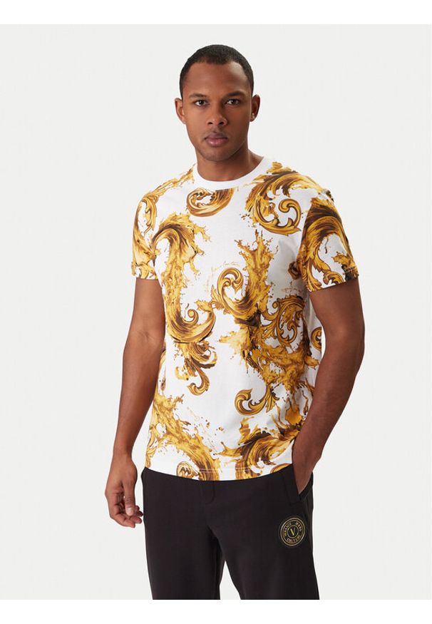 Versace Jeans Couture T-Shirt 80GAH6S0 JS543 Biały Regular Fit. Kolor: biały. Materiał: bawełna