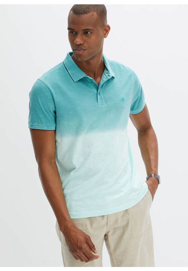 bonprix - Shirt polo w cieniowanym kolorze. Typ kołnierza: polo. Kolor: niebieski