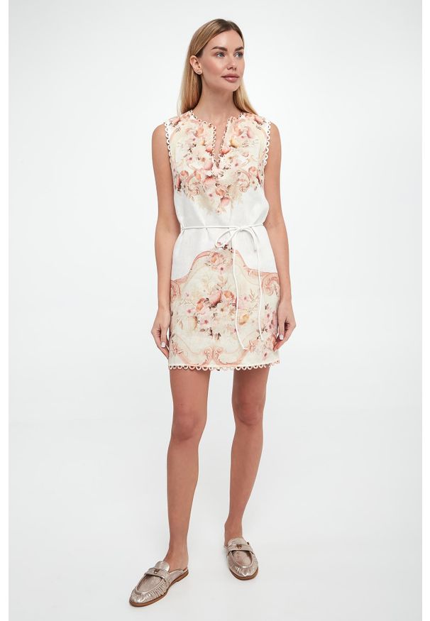 Twinset Milano - Sukienka lniana mini TWINSET. Materiał: len. Długość: mini