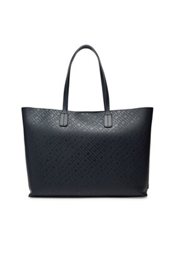 TOMMY HILFIGER - Tommy Hilfiger Torebka Th Distinct Tote Mono AW0AW17195 Granatowy. Kolor: niebieski. Materiał: skórzane