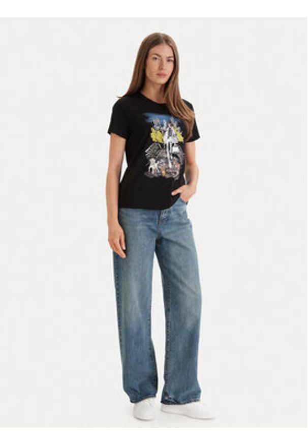 DKNY T-Shirt P61M0WNA Czarny Regular Fit. Kolor: czarny. Materiał: bawełna