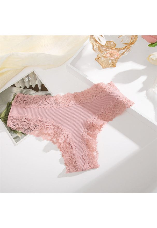 Intica - Figi z koronką na co dzień Georgica. Kolor: różowy. Materiał: koronka. Wzór: koronka