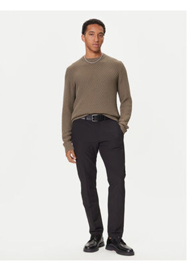 Hugo - HUGO Sweter Syer 50546995 Beżowy Regular Fit. Kolor: beżowy. Materiał: bawełna