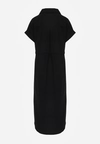 Renee - Czarna Koszulowa Sukienka z Wiskozą i Bawełną Ściągana w Talii Corralure. Kolor: czarny. Materiał: wiskoza, bawełna. Sezon: wiosna, lato. Typ sukienki: koszulowe. Styl: klasyczny, elegancki #6