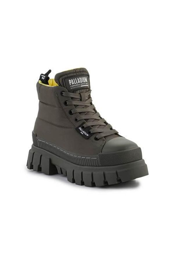 Buty do chodzenia damskie Palladium Revolt Boot Overcush Olive Night. Wysokość cholewki: za kostkę. Kolor: zielony. Materiał: tkanina. Szerokość cholewki: normalna. Sport: turystyka piesza