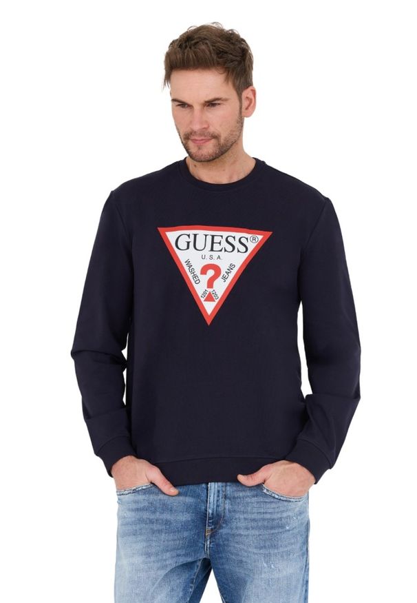 Guess - GUESS Granatowa bluza Audley. Kolor: niebieski