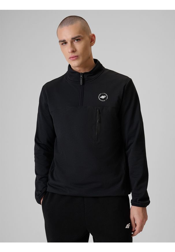 4f - 4F Bluza relaxed bez kaptura męska - czarna L. Okazja: na co dzień. Typ kołnierza: bez kaptura. Kolor: czarny. Styl: casual