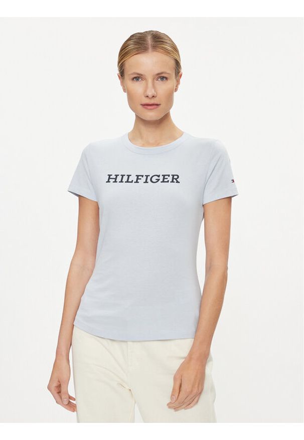 TOMMY HILFIGER - Tommy Hilfiger T-Shirt WW0WW38872 Niebieski Slim Fit. Kolor: niebieski. Materiał: bawełna