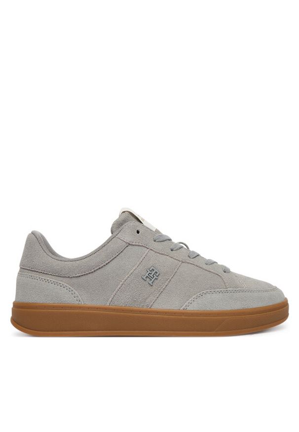 TOMMY HILFIGER - Tommy Hilfiger Sneakersy Th Heritage Court Sneaker Suede FW0FW09266 Szary. Kolor: szary. Materiał: skóra, zamsz