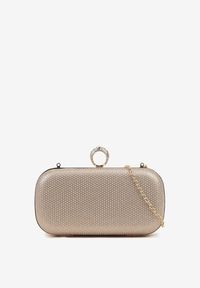 Born2be - Złota Torebka Kopertówka z Biżuteryjnym Uchwytem i Dodatkowym Łańcuszkiem Milenessa. Kolor: złoty. Styl: elegancki, casual