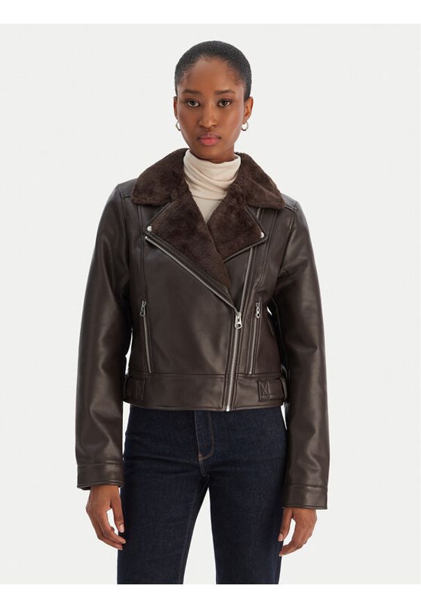 Vero Moda Kurtka z imitacji skóry Hailey 10250405 Brązowy Regular Fit. Kolor: brązowy. Materiał: skóra