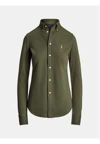Polo Ralph Lauren Koszula 211924258014 Khaki Slim Fit. Typ kołnierza: polo. Kolor: brązowy. Materiał: bawełna #5